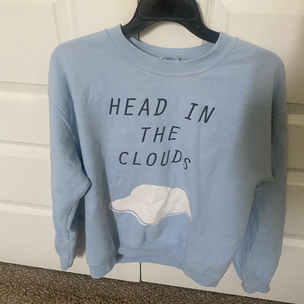Ariana Grande Head in the clouds M blue sweatshirt from Honeymoon tour 2015